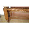 Image 3 : Ornate Carved Four Posted Bed w/ Woven Rattan Headboard - Tropical Leaf Pattern 64" wide