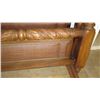 Image 4 : Ornate Carved Four Posted Bed w/ Woven Rattan Headboard - Tropical Leaf Pattern 64" wide