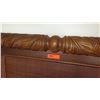 Image 7 : Ornate Carved Four Posted Bed w/ Woven Rattan Headboard - Tropical Leaf Pattern 64" wide