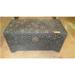 Antique Ebonized Carved Wood Camphor Chest - 37x17x19