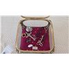 Image 2 : Gilded Glass Jewelry Box w/Givenchy Coin Purse, Commemorative Coin, & Misc.