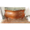 Image 1 : Bombe Chest w/Green Marble Top, Hardware Embellishments (may have termite damage) 49x22x32