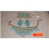 Image 1 : Jewelry: Turquoise Dangling Earrings, Blue Multi-Tiered Bead Necklace w/Bracelet