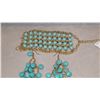 Image 2 : Jewelry: Turquoise Dangling Earrings, Blue Multi-Tiered Bead Necklace w/Bracelet