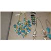 Image 2 : Jewelry:  Blue/Gold Tone Seashells Motif Cluster Drape Necklace, Bracelet, 2 Necklaces