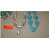 Image 4 : Jewelry:  Blue/Gold Tone Seashells Motif Cluster Drape Necklace, Bracelet, 2 Necklaces