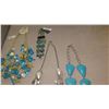 Image 5 : Jewelry:  Blue/Gold Tone Seashells Motif Cluster Drape Necklace, Bracelet, 2 Necklaces