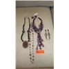Image 1 : Jewelry: Violet Beaded Waterfall Drape Necklace, Purple Rhinestone Earrings,  Misc. Necklaces