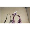 Image 2 : Jewelry: Violet Beaded Waterfall Drape Necklace, Purple Rhinestone Earrings,  Misc. Necklaces