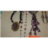 Image 3 : Jewelry: Violet Beaded Waterfall Drape Necklace, Purple Rhinestone Earrings,  Misc. Necklaces
