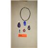 Image 1 : Jewelry: Rope Chain with 5 Misc. Glass Pendants