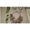 Image 3 : Jewelry: Green Semi-Precious Stone Bracelet, Waterfall Drape Necklace, Rhinestone Starfish Bracelet,