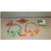 Image 1 : Jewelry: Orange and Green-Hued Necklaces (2), Earrings (2 prs), Bracelet