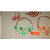 Image 2 : Jewelry: Orange and Green-Hued Necklaces (2), Earrings (2 prs), Bracelet