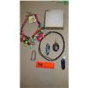 Image 1 : Jewelry: Multi Tier Beaded Drape Necklace, Rope Chain w/Amethyst Pendants, 3 Glass Pendants