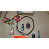 Image 2 : Jewelry: Multi Tier Beaded Drape Necklace, Rope Chain w/Amethyst Pendants, 3 Glass Pendants
