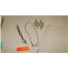 Image 1 : Jewelry: Semi-Precious Bead Necklace w/Quartz Pendant, Bracelet, Chain w/Pendant, Earrings