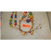 Image 2 : Jewelry: Amber-Hued Bead Necklace, 2 Multi-Colored Necklaces, Earrings