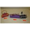 Image 1 : 3 New Mary Frances Bags: "Confetti" Beaded Orange Organza, "Imperial" Purple Satin, "See Spot Run" P