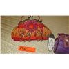 Image 2 : 3 New Mary Frances Bags: "Confetti" Beaded Orange Organza, "Imperial" Purple Satin, "See Spot Run" P