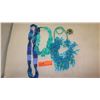 Image 1 : Jewelry: 4 Misc. Aqua/Blue Bead Necklaces (various styles, lengths), Brooch Pin