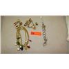 Image 1 : Jewelry: Multi Strand Gold Necklace, "Royal Crowns" Charm Bracelet, Link Charm Bracelet, Earrings,