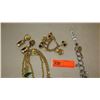 Image 3 : Jewelry: Multi Strand Gold Necklace, "Royal Crowns" Charm Bracelet, Link Charm Bracelet, Earrings,