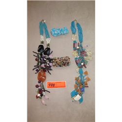 Jewelry: 2 Colorful Cascade Bead Necklaces, 2 Cluster Bracelets