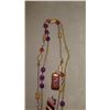 Image 2 : Jewelry: 2 Purple/Orange Glass Bead Necklaces, 2 Colorful Glass Pendants