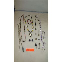 Jewelry: 6 Misc. Beaded Necklaces (Various Styles & Lengths), Earrings