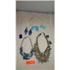 Image 1 : Jewelry: Misc. Multi Tier Blue/Green Stone Necklaces, 2 Pairs Earrings