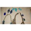 Image 3 : Jewelry: Misc. Multi Tier Blue/Green Stone Necklaces, 2 Pairs Earrings