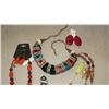 Image 2 : Jewelry: 4 Colorful Bead Necklaces, Misc. Earrings
