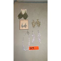 Jewelry: Rhinestone Necklace, 4 Cascade Rhinestone Earrings