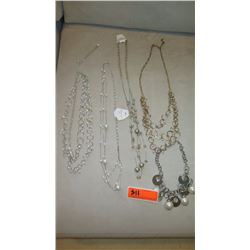 Jewelry: 5 Misc. Pearl/Bead Necklaces (Various Styles, Colors)