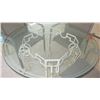Image 2 : Wrought Iron Painted Table Base w/Round Glass Table Top & 3 Patio Chairs 48" dia, 29" H