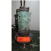 Image 3 : Pair of Antique Rough-Carved Green Quartz (Aventurine?) Lamps w/ Wooden Stand 15" H