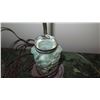 Image 5 : Pair of Antique Rough-Carved Green Quartz (Aventurine?) Lamps w/ Wooden Stand 15" H