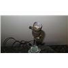 Image 6 : Pair of Antique Rough-Carved Green Quartz (Aventurine?) Lamps w/ Wooden Stand 15" H