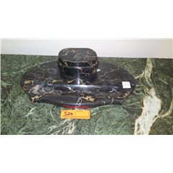 Antique Black Marble Ink Stand