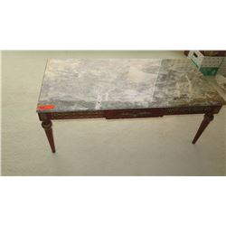 Neoclassical White Marble Table w/Gilt Ornamentation 46x23x18