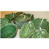 Image 7 : Large Lot of Belo (Portugal) Glazed Green Ceramic Cabbage Serveware, Trays, Bowls, Plates, etc.