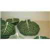 Image 8 : Large Lot of Belo (Portugal) Glazed Green Ceramic Cabbage Serveware, Trays, Bowls, Plates, etc.