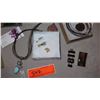 Image 2 : Jewelry: Business Card Case, Dior Pin, Misc.  6 Misc Pendants w/2 Rope Chains, Ring, Earrings