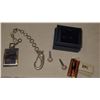 Image 3 : Jewelry: Pocket Watch Keychain, 4 Pairs Cuff Links, Money Clip