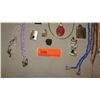 Image 2 : Jewelry: 7 Misc. Bead Necklaces, Rope Chain w/12 Pendants