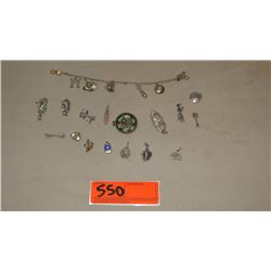 Jewelry:  Antique Charm Bracelet - w/16 Additional Charms (Hawaiiana, etc)
