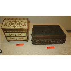 Qty 2 Vintage Wooden Jewelry Boxes