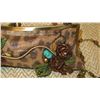 Image 2 : New Mary Frances Beaded Bag: "Born to Be Wild" Shimmery Leopard w/Satin Rosettes, Brass Accents