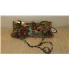 Image 4 : New Mary Frances Beaded Bag: "Born to Be Wild" Shimmery Leopard w/Satin Rosettes, Brass Accents